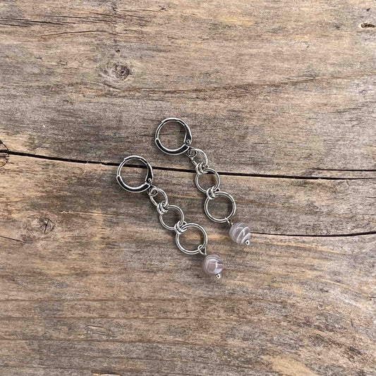 Øredobber i Sølv med Agat - 50 mm - 429