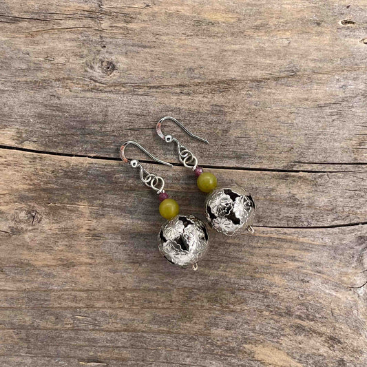 Øredobber i Sølv med Krysoprat - 50 mm - 433