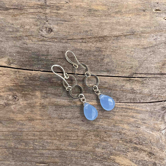 Øredobber i Sølv med Kalsedon - 55 mm - 435