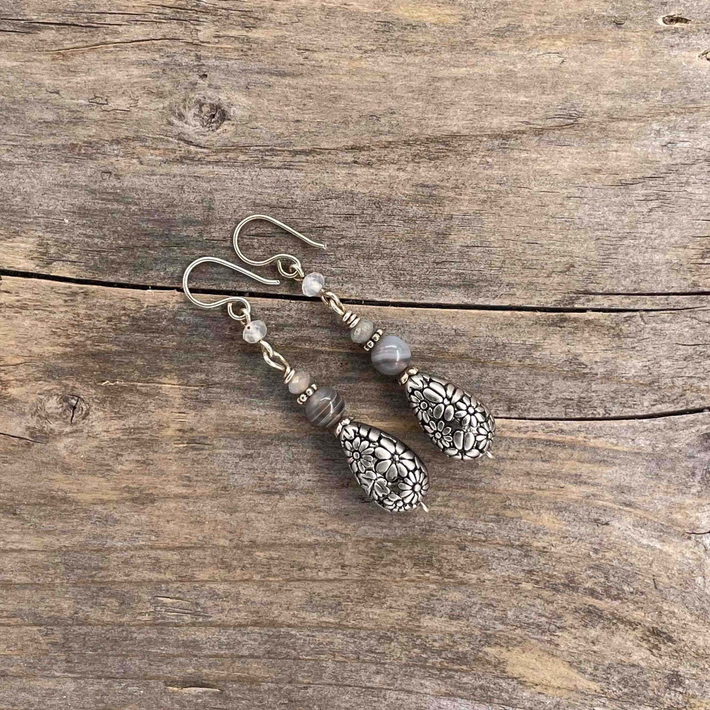 Øredobber i Sølv med Agat - 55 mm - 438