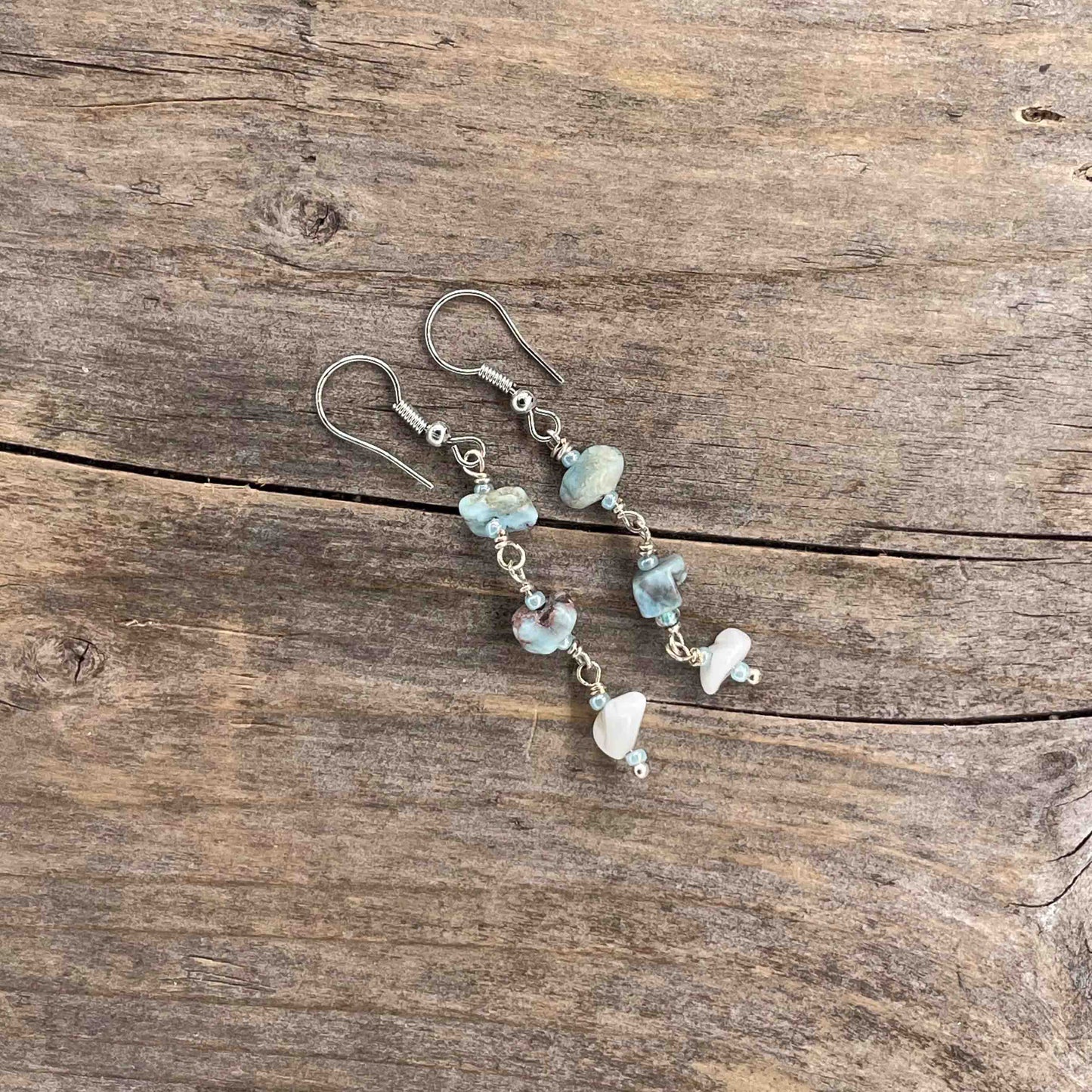 Øredobber i Sølv med Larimar - 60 mm - 441