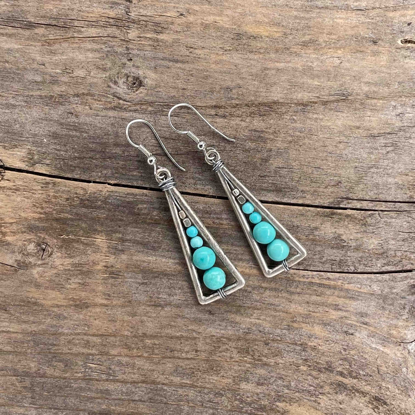 Øredobber i Sølv med Turkis - 55 mm - 442