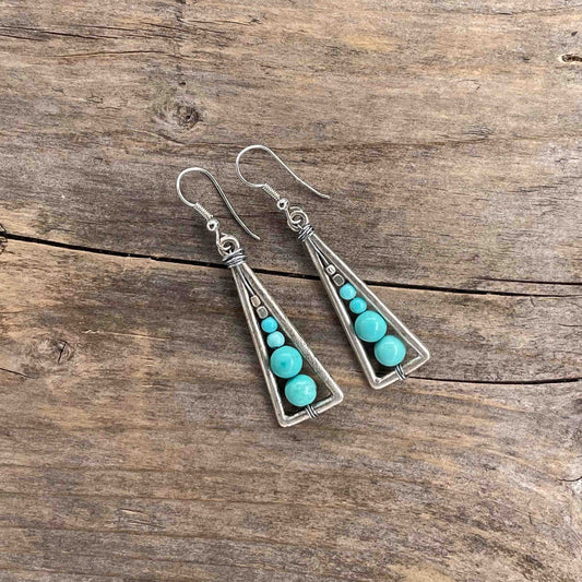 Øredobber i Sølv med Turkis - 55 mm - 442