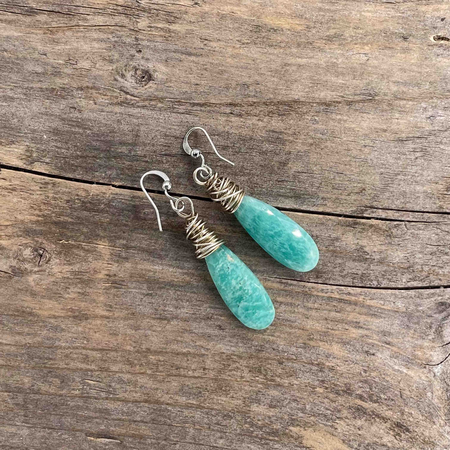 Øredobber i Sølv med Amazonitt - 55 mm - 449