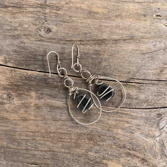 Øredobber i Sølv med Strandstein - 60 mm - 450