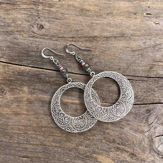 Øredobber i Sølv med Pyritt - 65 mm - 455