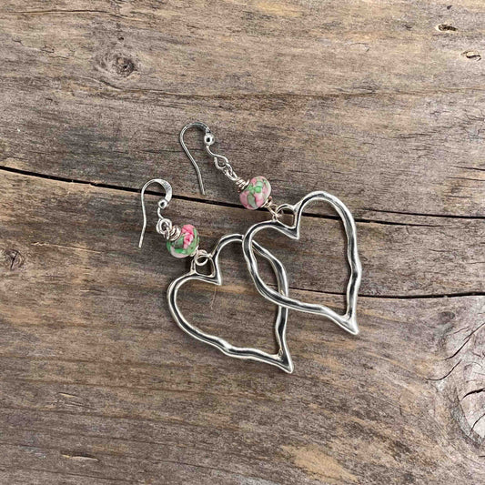 Øredobber i Sølv med Rainforest Flower - 65 mm - 457