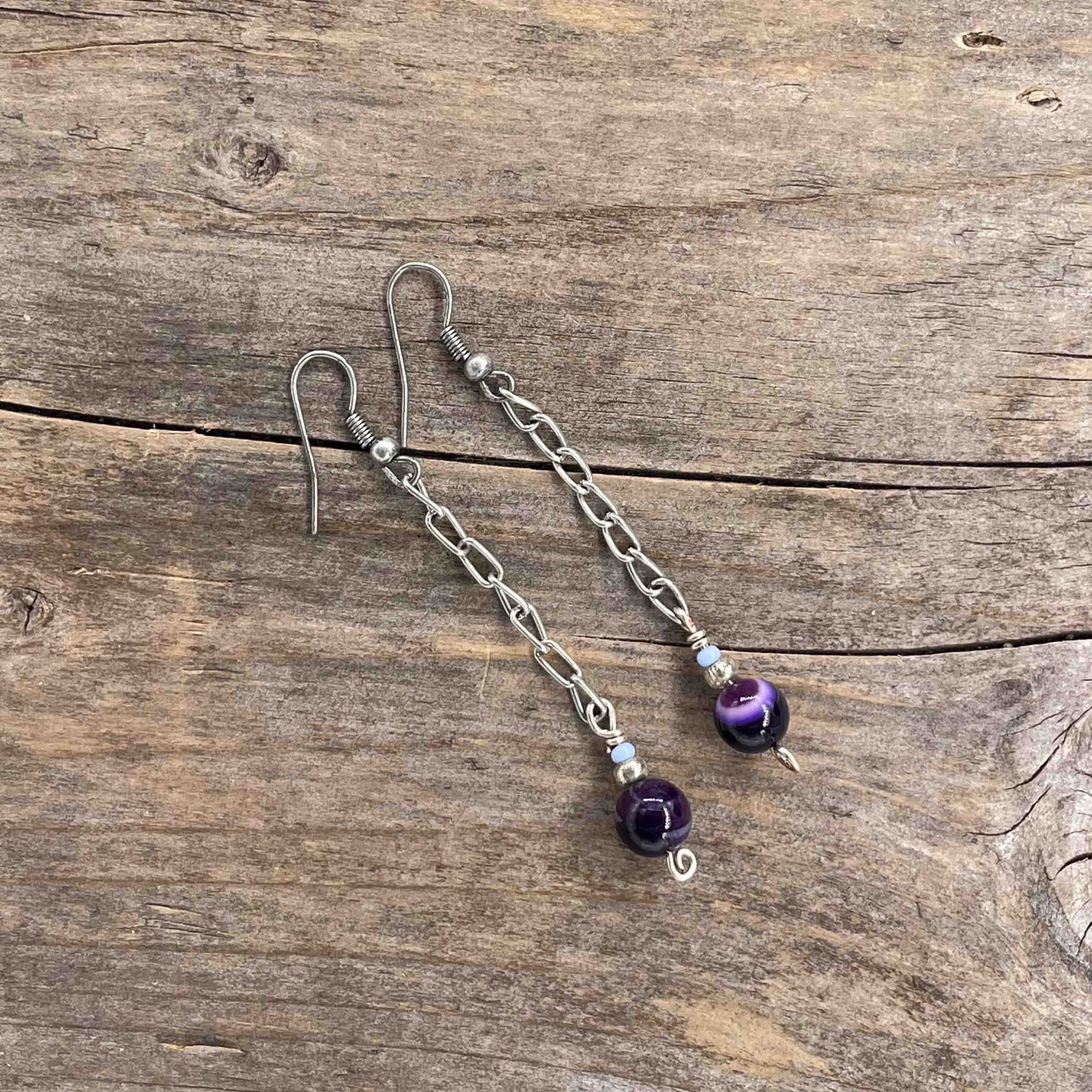 Øredobber i Sølv med Agat - 70 mm - 464