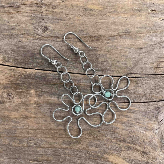 Øredobber i Sølv med Amazonitt - 70 mm - 465