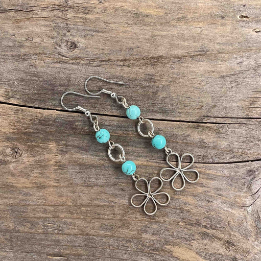 Øredobber i Sølv med Turkis - 70 mm - 467