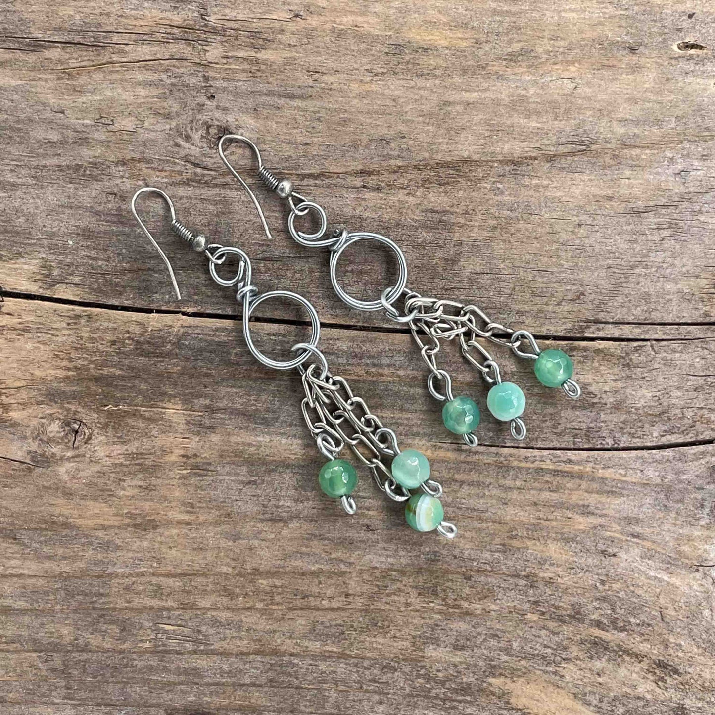 Øredobber i Sølv med Agat - 80 mm - 471