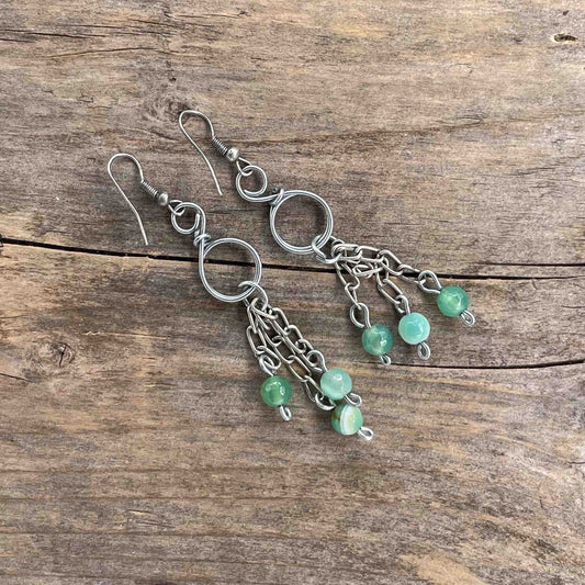 Øredobber i Sølv med Agat - 80 mm - 471