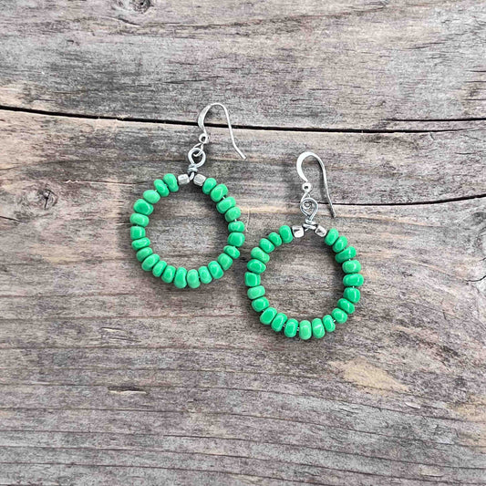 Sølv Hoops med Seed Beads - 50 mm - 474