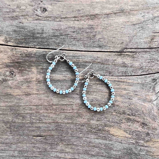 Sølv Hoops med Seed Beads - 45 mm - 476