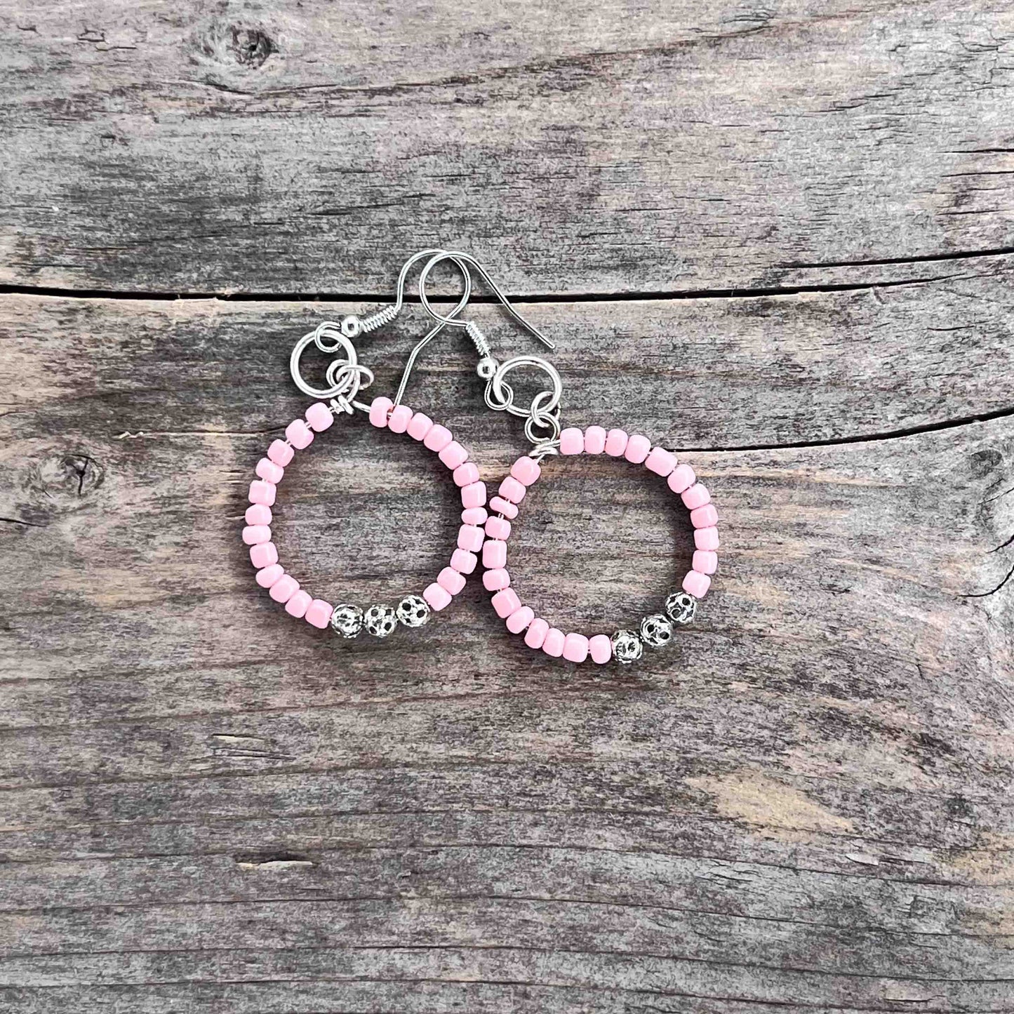 Sølv Hoops med Seed Beads - 55 mm - 480