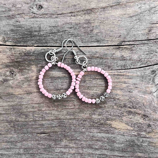 Sølv Hoops med Seed Beads - 55 mm - 480