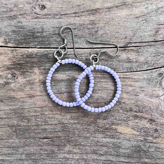 Sølv Hoops med Seed Beads - 60 mm - 486