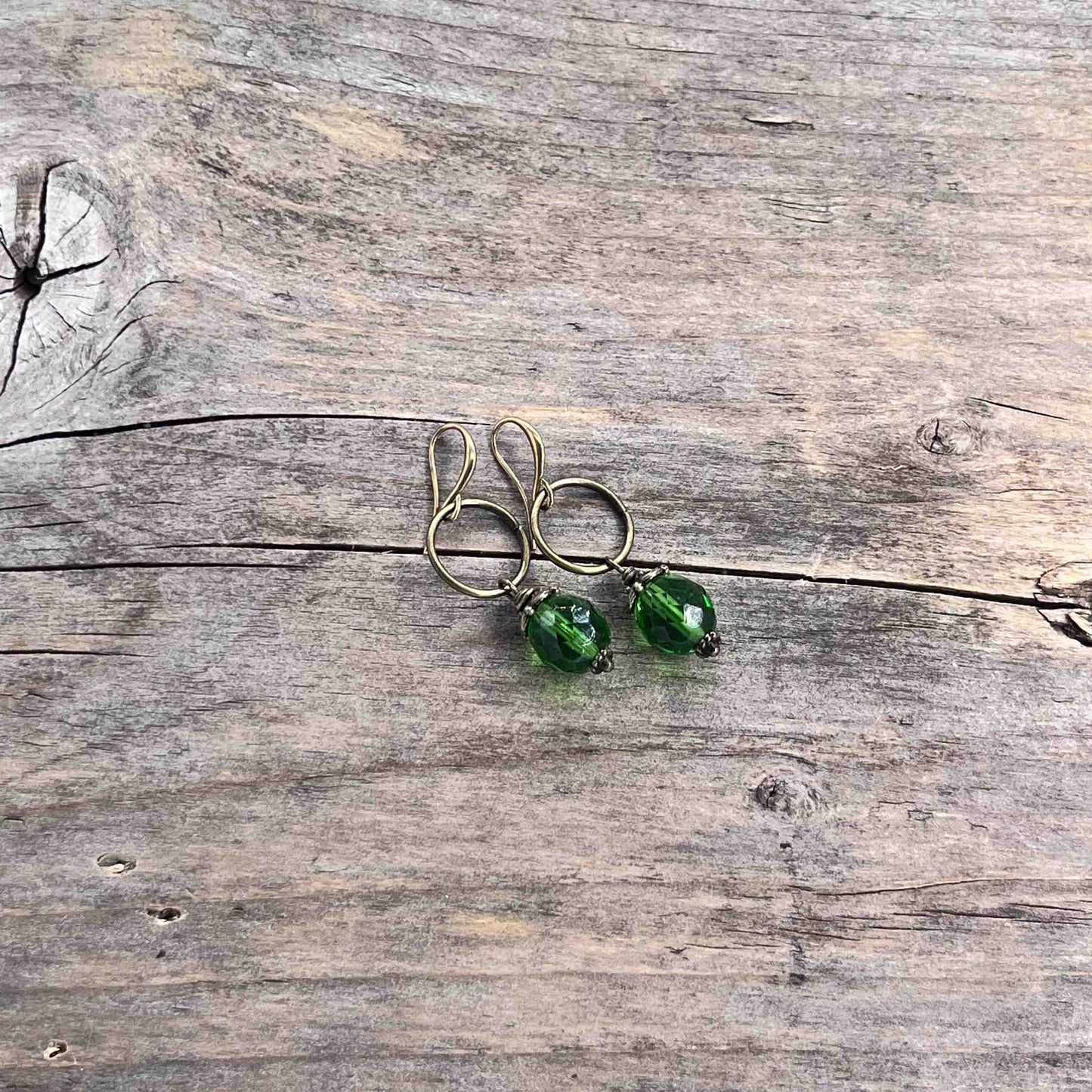 Øredobber i Messing med Glassperle - 40 mm - 535