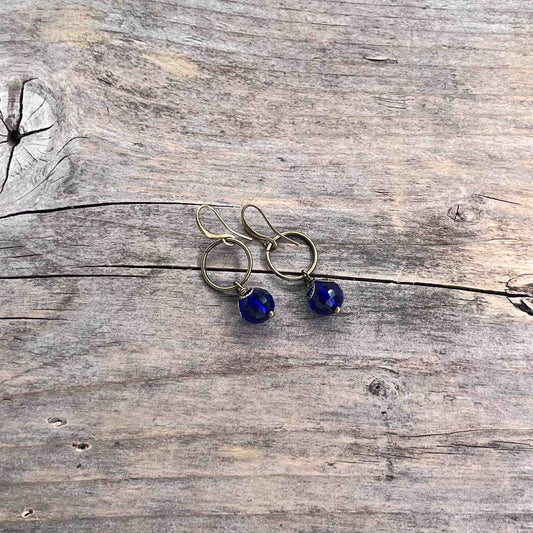 Øredobber i Messing med Glassperle - 40 mm - 536