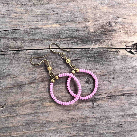 Messing Hoops med Seed Beads - 55 mm - 563