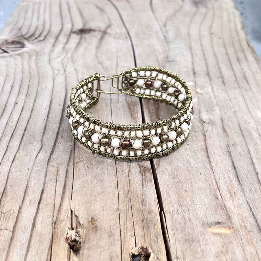 Messing Armring med Fossil Riverstone - 575