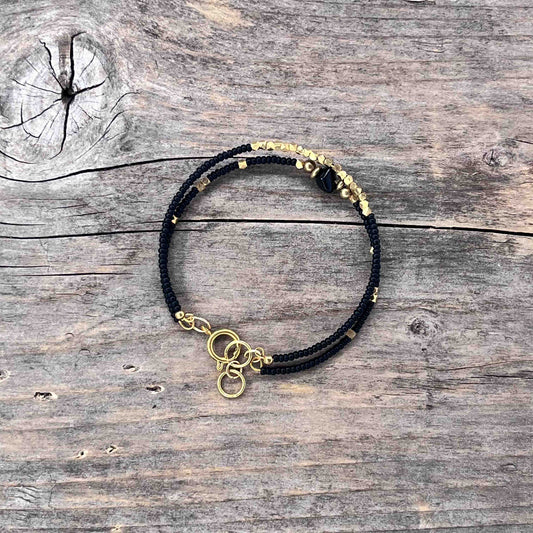 Messing Armebånd Memorywire med Onyx - shiny - 591