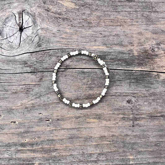 Messing Armebånd Memorywire med Seed Beads - 594