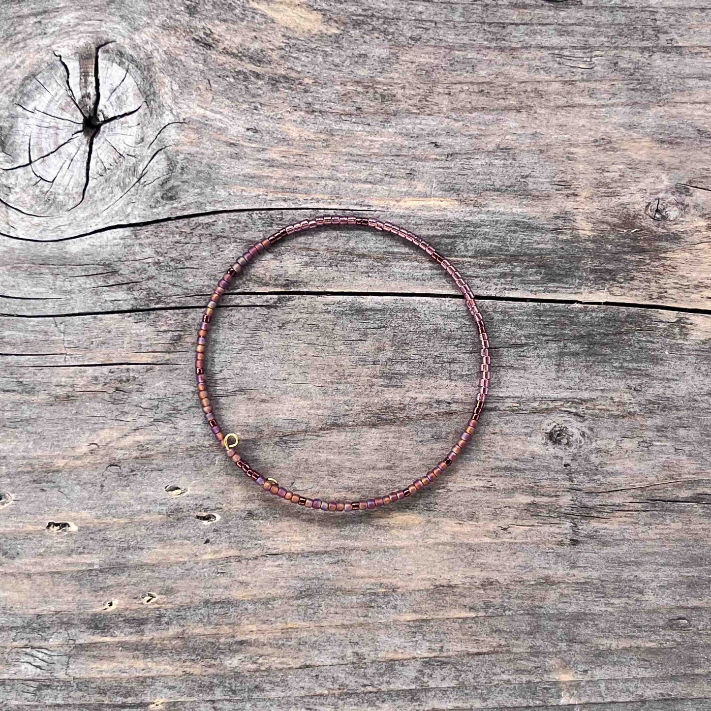 Messing Armebånd Memorywire med Seed Beads - 598