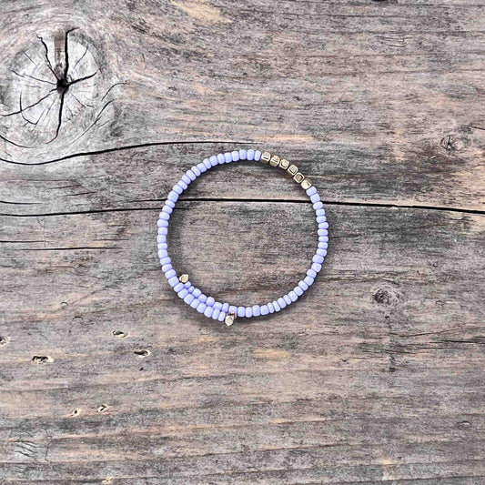 Messing Armebånd Memorywire med Seed Beads - 601
