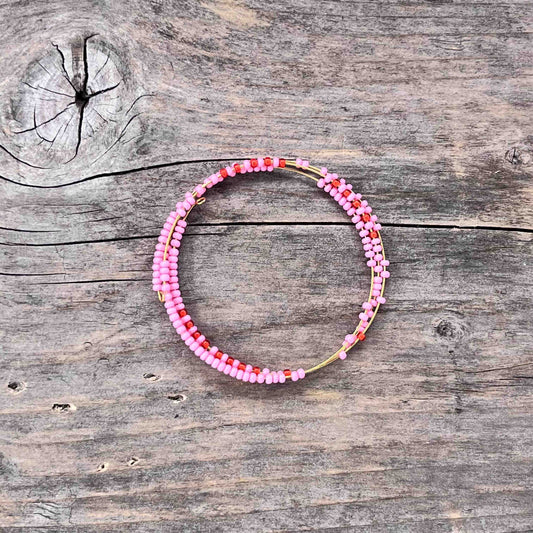 Messing Armebånd Memorywire med Seed Beads - 611