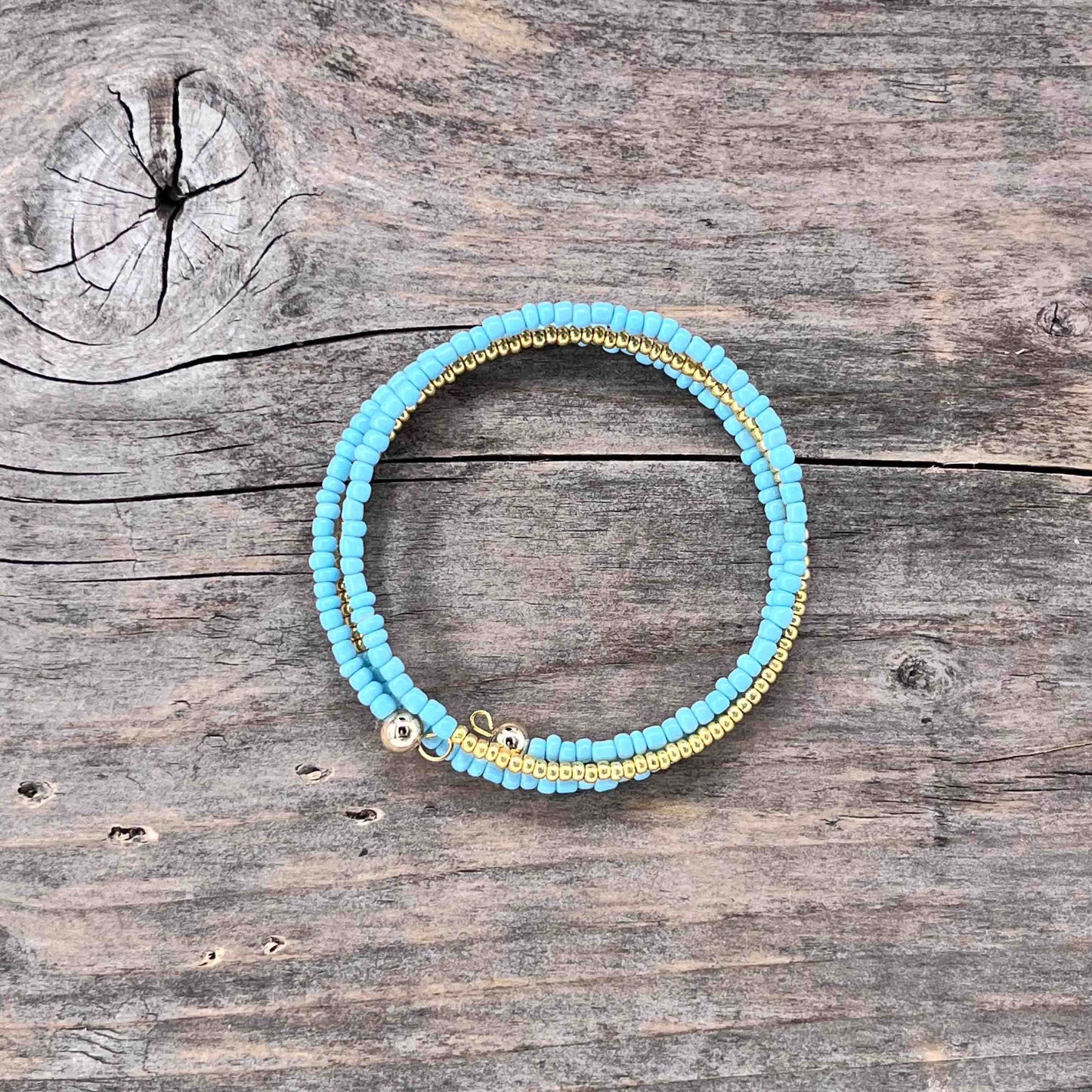 Messing Armebånd Memorywire med Seed Beads - 613
