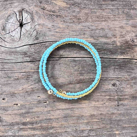 Messing Armebånd Memorywire med Seed Beads - 613
