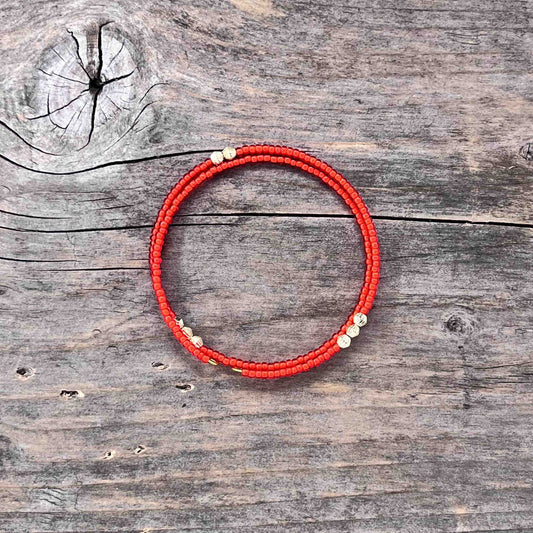 Messing Armebånd Memorywire med Seed Beads - 618