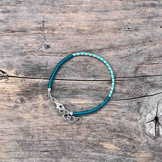 Sølv Armebånd med Seed Beads - 649