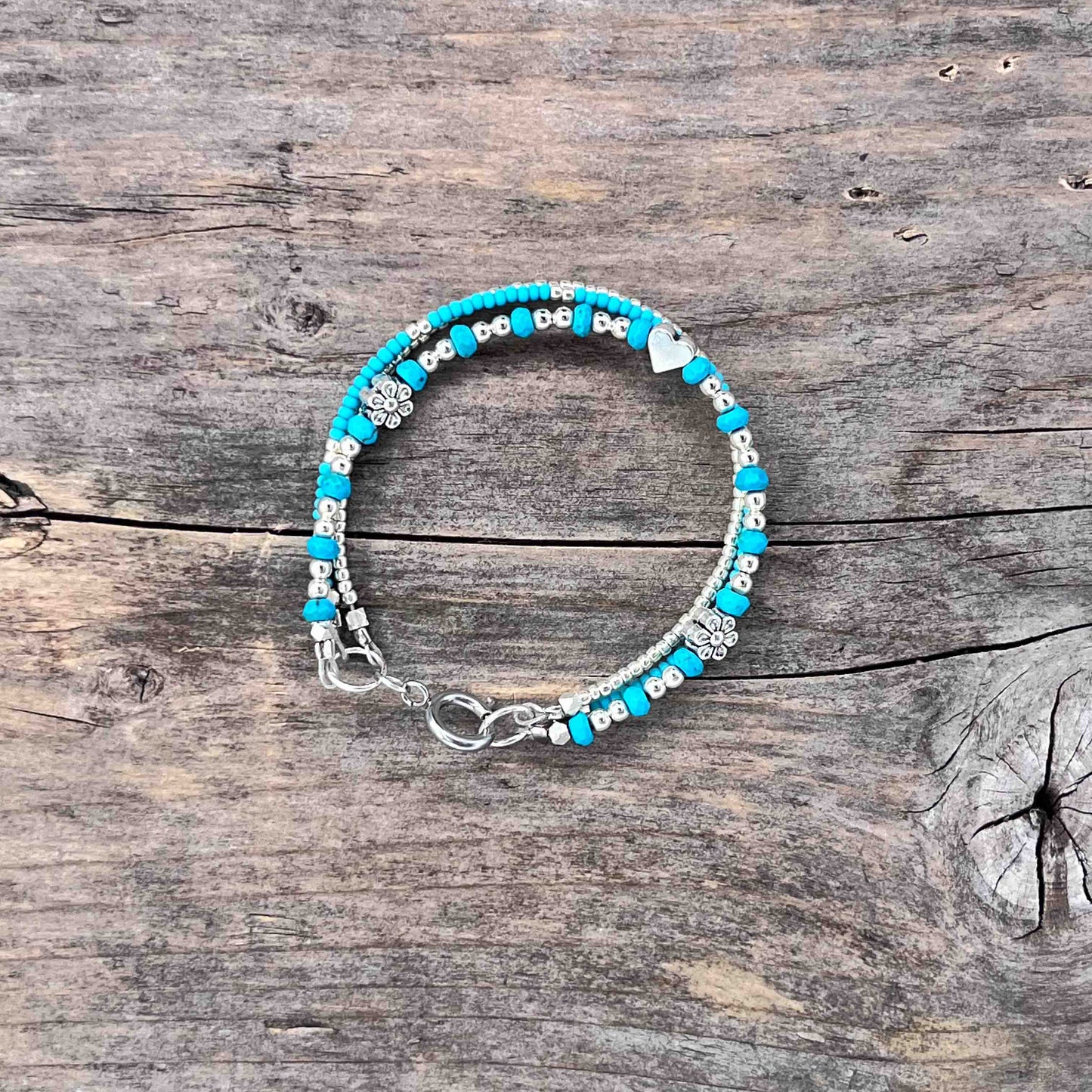Sølv Armebånd med Seed Beads - 661
