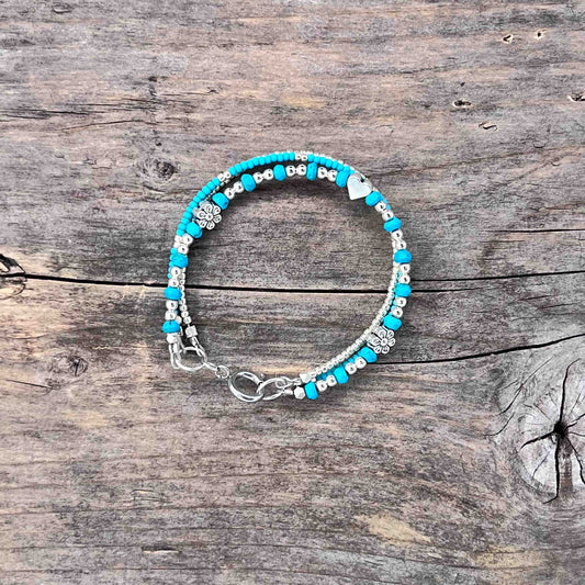 Sølv Armebånd med Seed Beads - 661