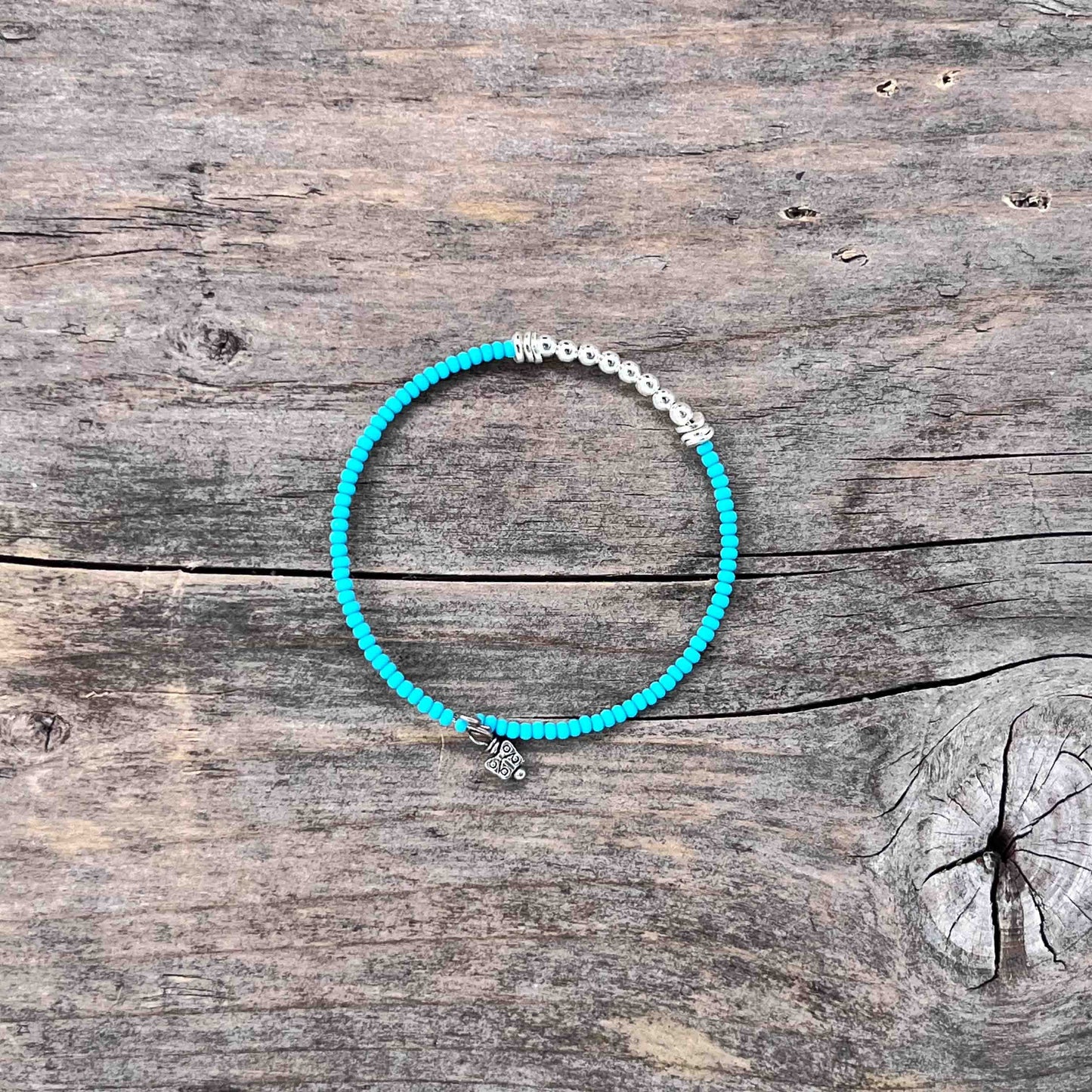 Sølv Armebånd Memorywire med Seed Beads - 671