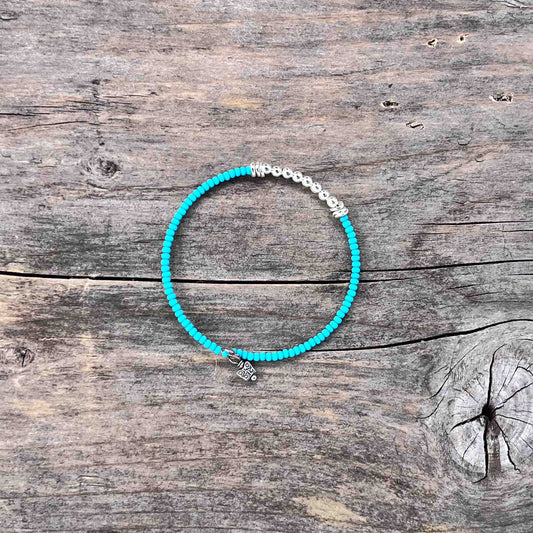 Sølv Armebånd Memorywire med Seed Beads - 671