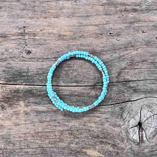 Sølv Armebånd Memorywire med Seed Beads - 674