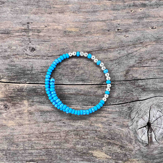 Sølv Armebånd Memorywire med Seed Beads - 675