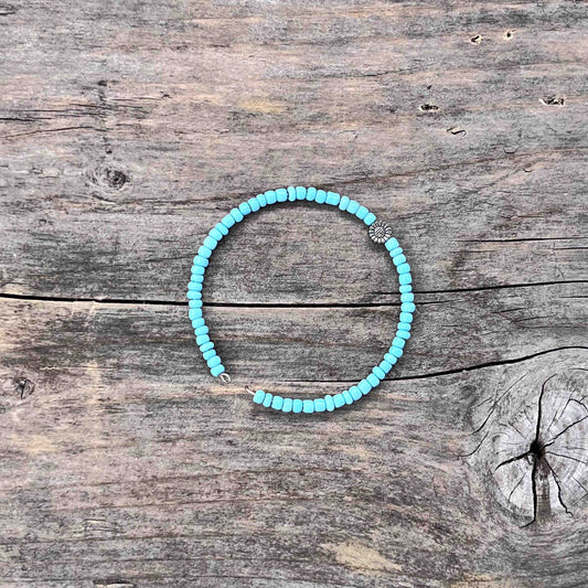 Sølv Armebånd Memorywire med Seed Beads - 676
