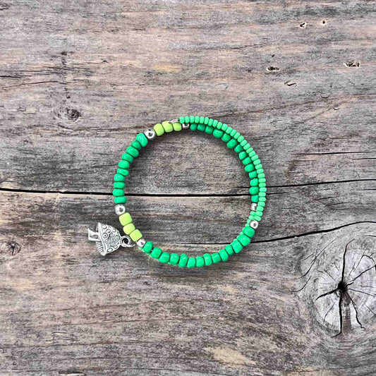 Sølv Armebånd Memorywire med Seed Beads - 679