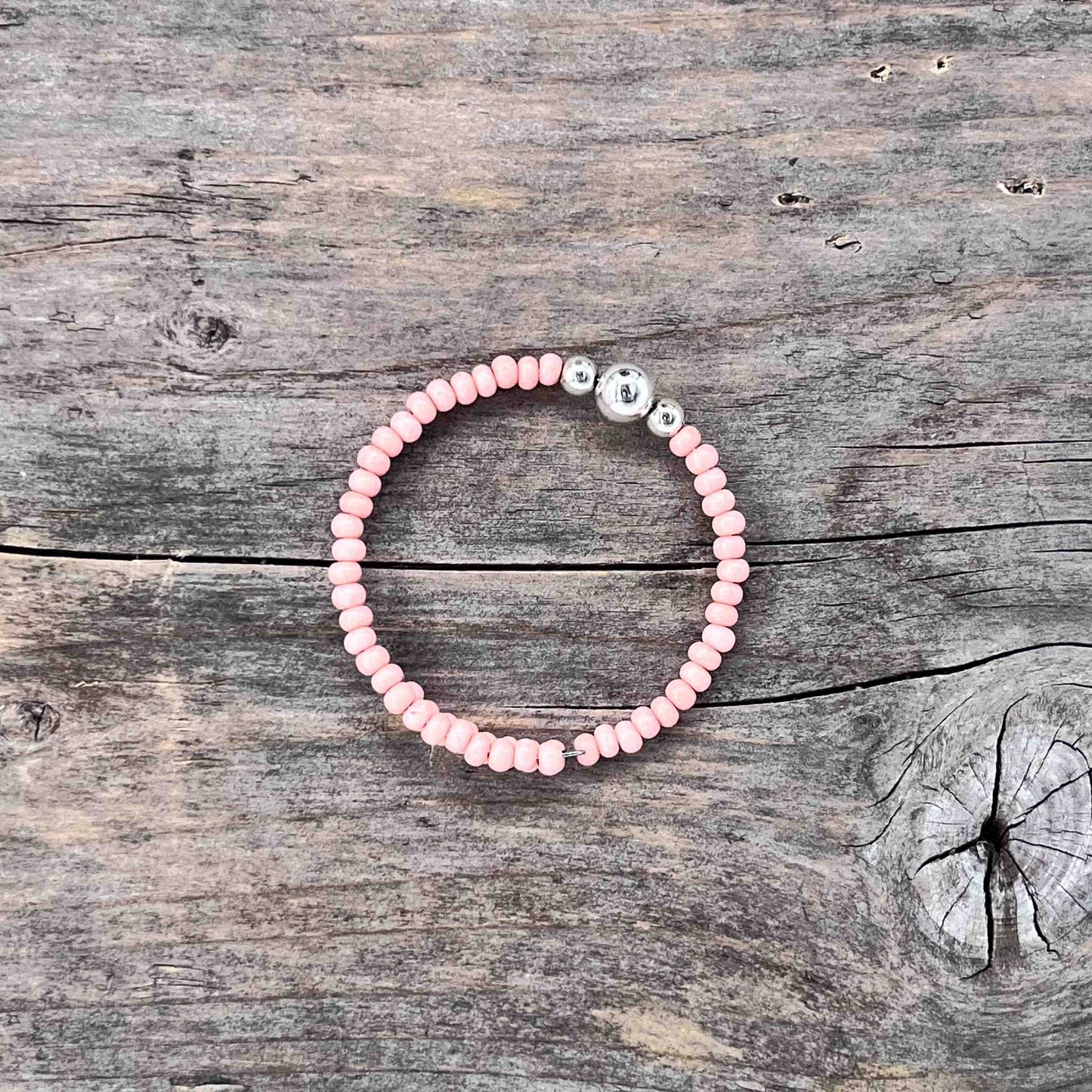 Sølv Armebånd Memorywire med Seed Beads - 684