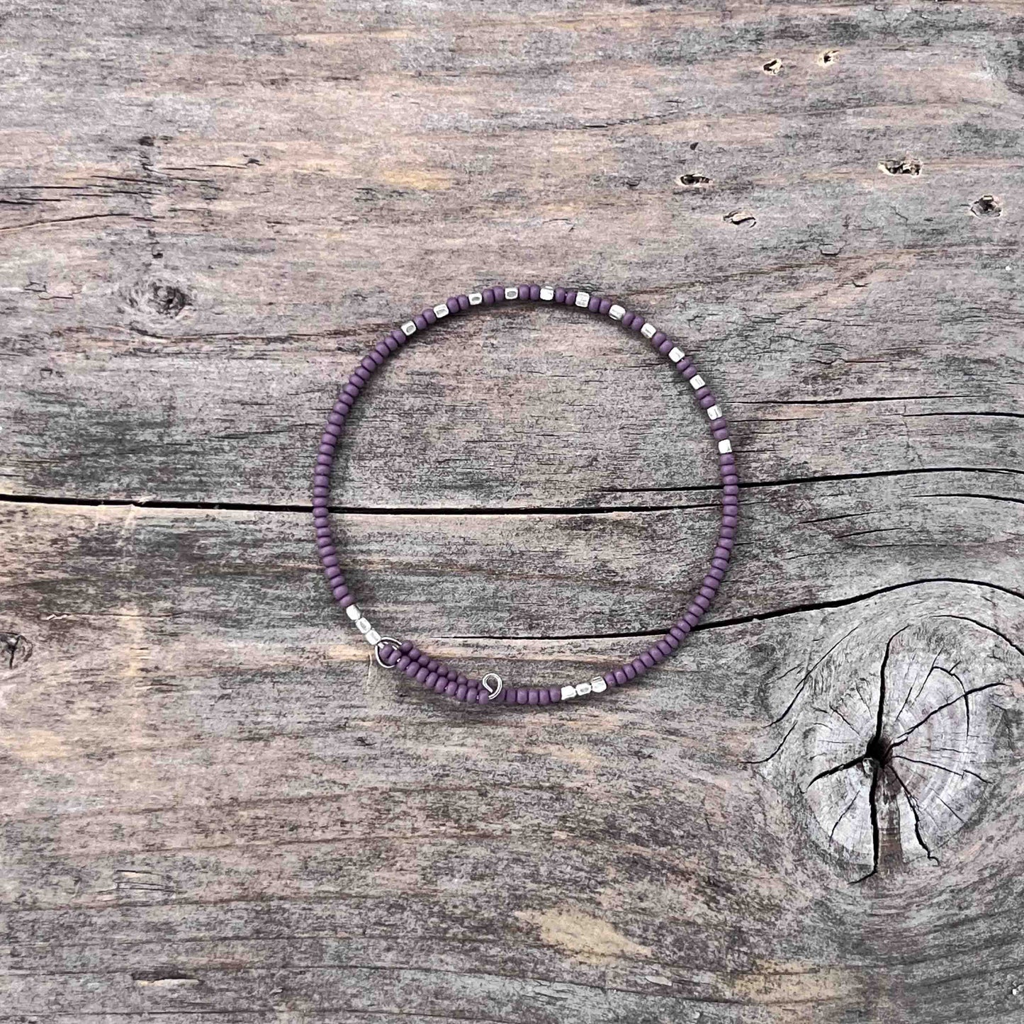 Sølv Armebånd Memorywire med Seed Beads - 691