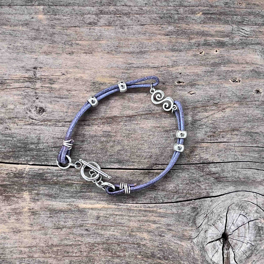 Armbånd i Sølv med Skinn - 711