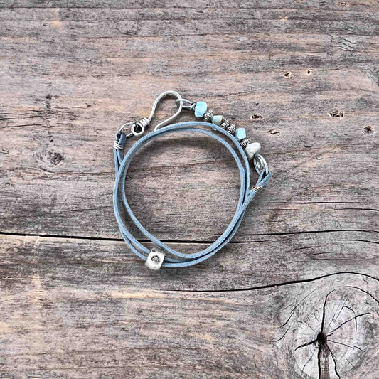 Armbånd i Sølv med Skinn - 714