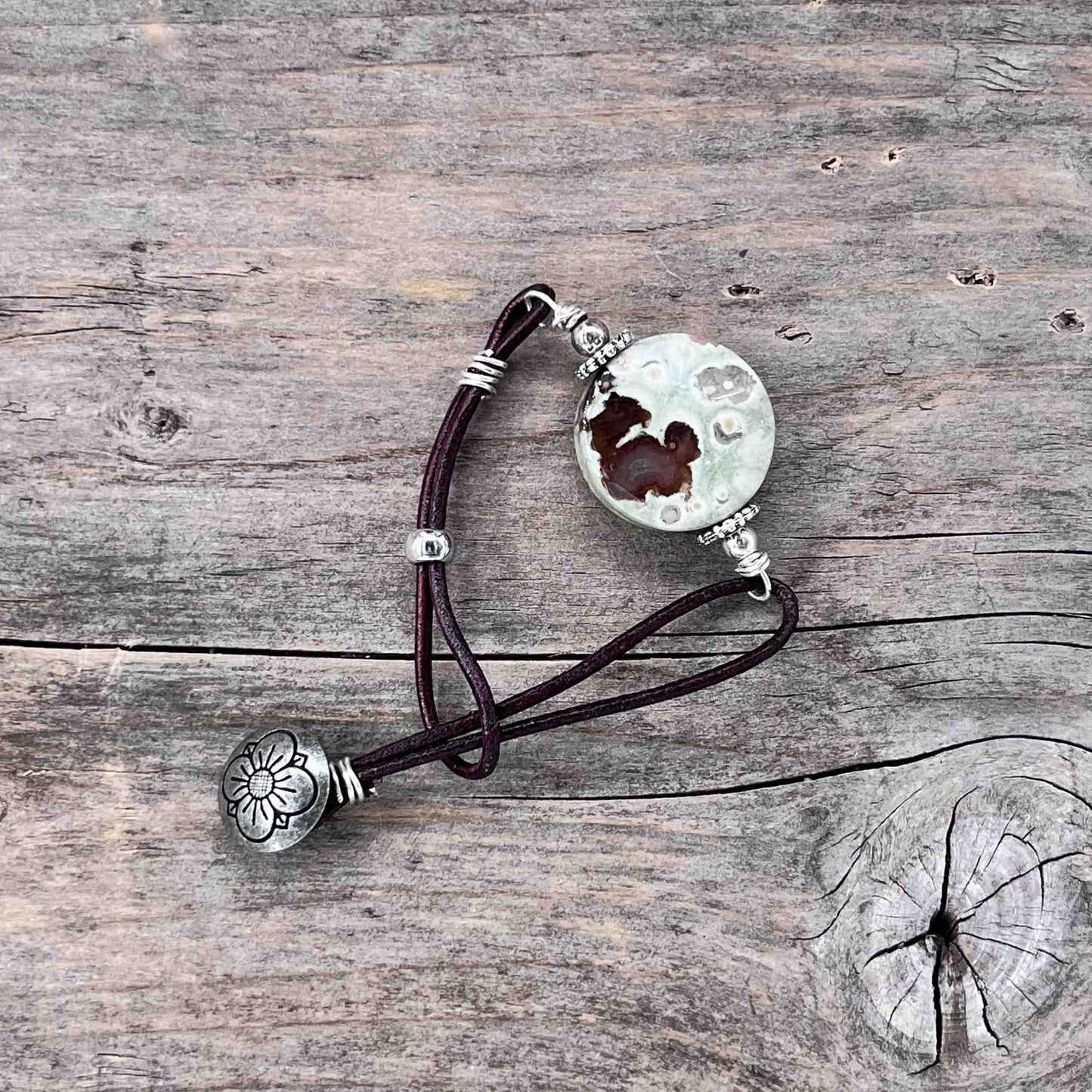 Armbånd i Sølv med Skinn - 718