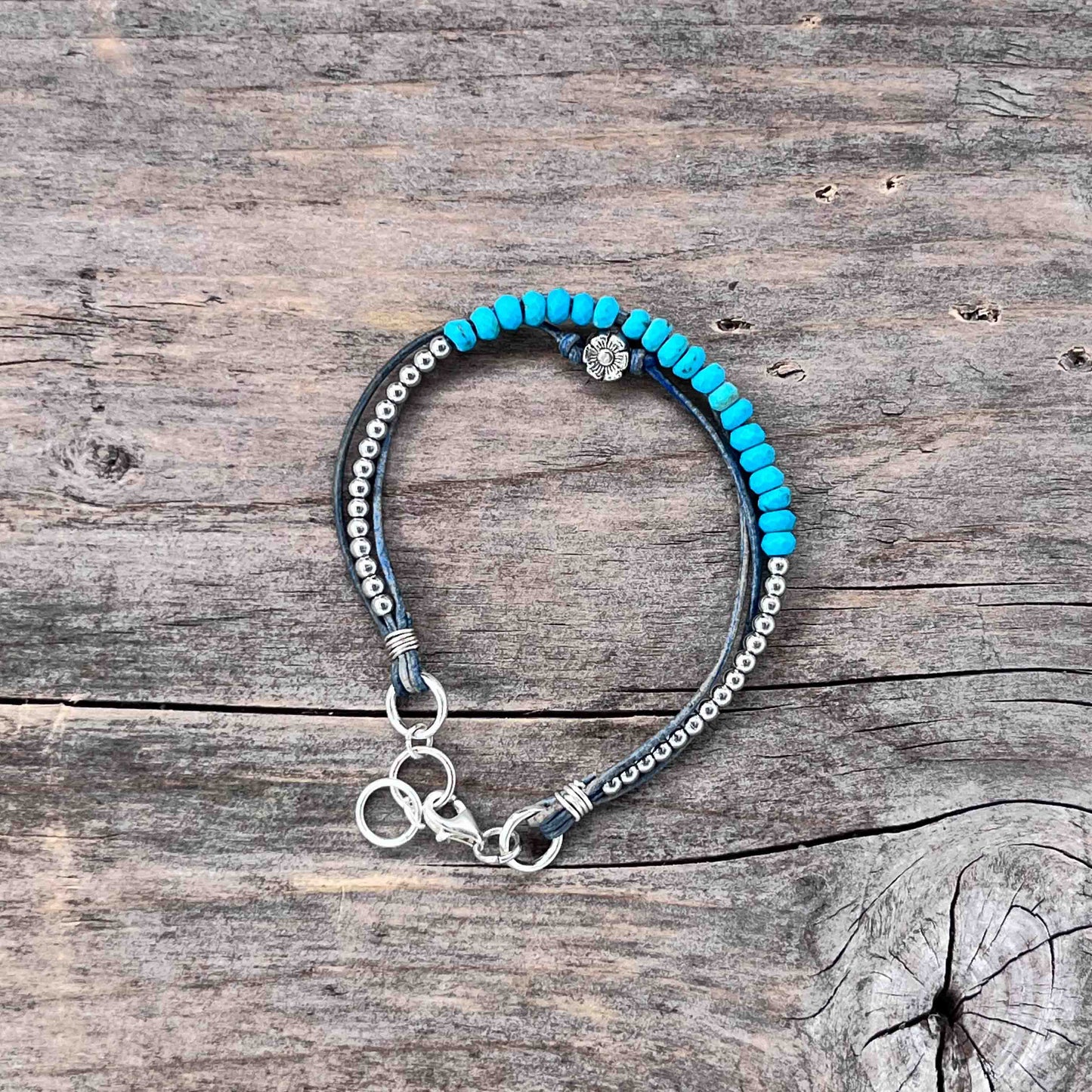 Armbånd i Sølv med Skinn - 723