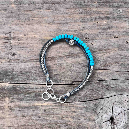 Armbånd i Sølv med Skinn - 723