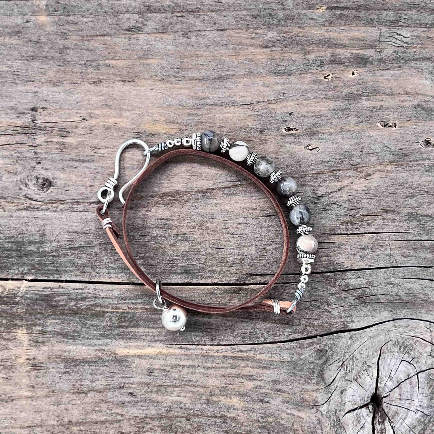 Armbånd i Sølv med Skinn - 725